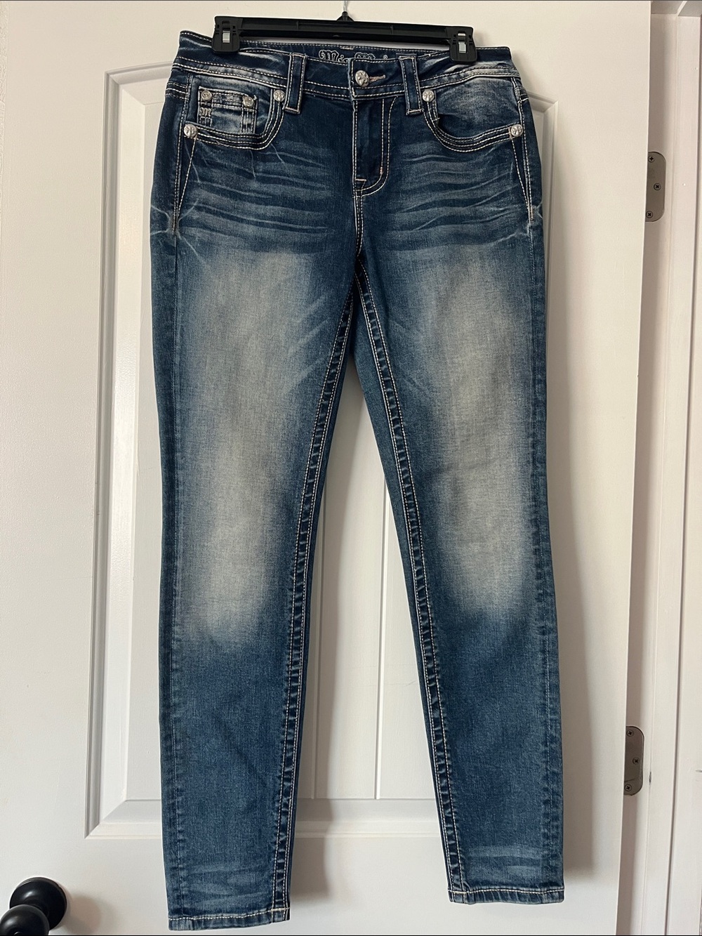 Miss Me Dark Blue Washed Skinny Jeans